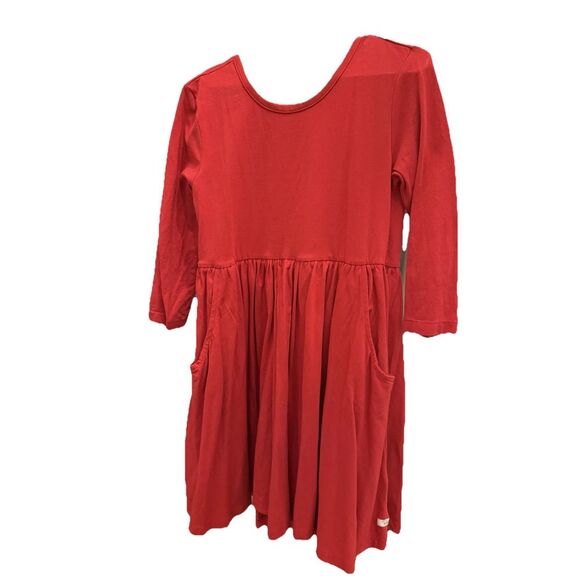 Rufflebutts‎ Solid Red Twirl Dress Pockets Bow Sz 8 - Picture 1 of 3